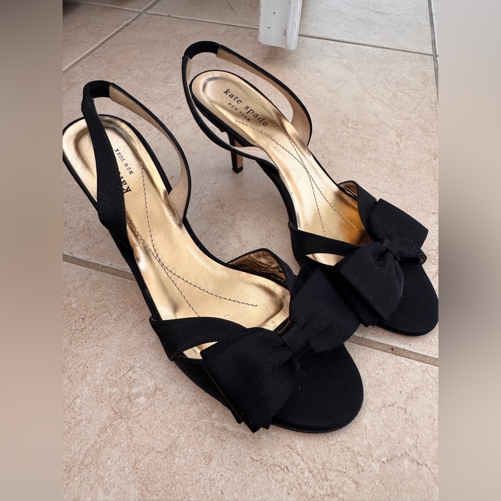 Kate Spade Black Heels with Bow Accent